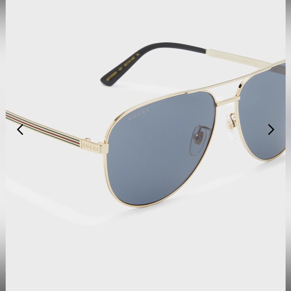 Gucci
Men's Stripe Logo Metal Aviator Sunglasses - Picture 4 of 4